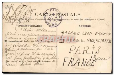 Adressewechsel — Frau Léon Brunet — Verlag H. Forêt, Paris — Rückseite