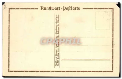 Main tenant un couteau orné de lauriers — illustration signée A.M. — éditeur Kunstwart-Postkarte (Kunstwart D.W. Gallway) n°75 — Verso