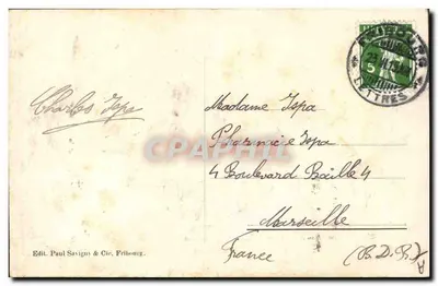 Geral PAU — O glorioso mitilé de 1870, nascido em Montélimar (Drôme) em 1848 — Edit. Paul Savigny & Cie, Fribourg, n° 1115 — Verso