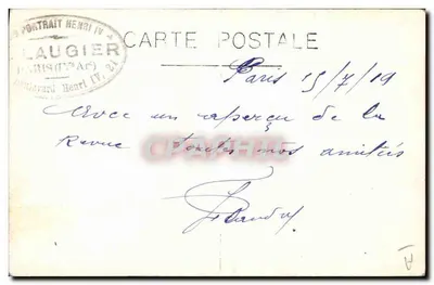 Geral de Castelnau — Parada militar a cavalo — Editor Laugier, Paris — Verso