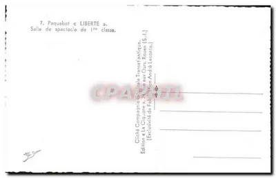 Sala de espetáculos de 1ª classe — Navio «LIBERTÉ» — Edição La Crique (S.-I.) — Verso