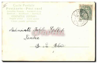 Tarjeta postal de felicitación 1904 — Buen Año — firmada por Antoinette — Reverso