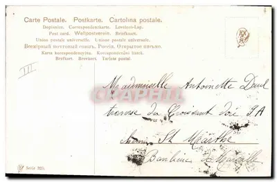 Łowca z psem — scena łowienia w lesie — wydawca Riparzu-Hauber, seria 325 — Rewers