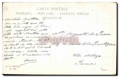 Chiens de chasse — scène de chasse en campagne — éditeur M. M. Vienne, n° 293 — Verso
