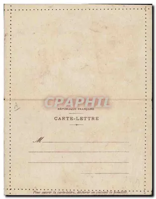 Homem com chapéu de feltro — caricatura — República Francesa, Carta-Letra — Verso