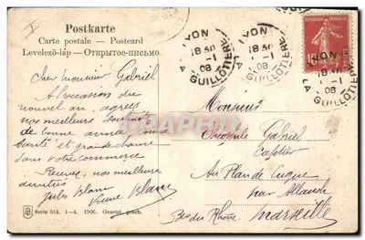 Paisagem invernal com ponte — Boa Ano! — Série 514, 1906 — Verso