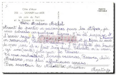 Sanary-sur-Mer — Um canto do Porte e o Kiosque de Música — editor Apis, n°258 — Verso