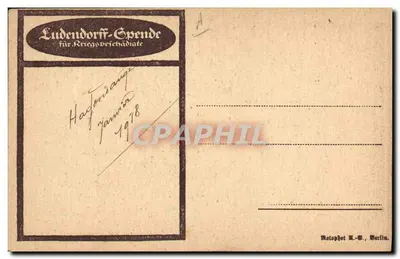 Paul von Ludendorff — retrato militar — Rotophel H.-W., Berlin — Verso