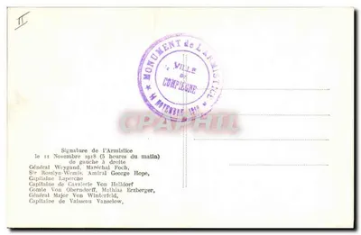 Podpis Przymierza — 11 listopada 1918 — L'H. (wydawca) — Rewers