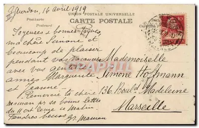 Anjo e criança — Feliz Páscoa — D. Montel, A-N, Paris, n° 696 — Verso