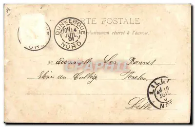 La Paimpolaise — Paimpol i jej skała — A. Waron, okulista, wyd., St-Brieuc. Cliché Albert Durand. N° 1004. — Rewers