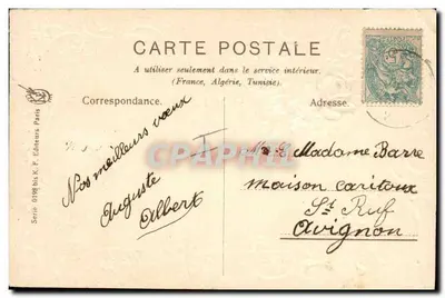 Bonne année — dekor kwiatowy — K.P. Éditeurs Paris, seria 0198 bis — Rewers