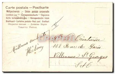 Villeneuve-Saint-Georges — winterschets met eeuwiggroen — uitgever niet zichtbaar — Achterkant