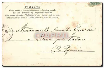Dwa łosie w krajobrazie — A.&M. B. N°392 — wydawca A.&M. B. — Rewers
