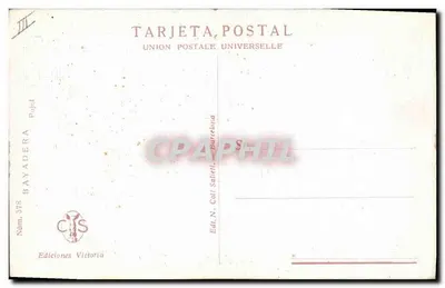Mulher com turbante violeta — estilo Art Déco — Edições Victoria, Barcelona, n° 378 — Verso