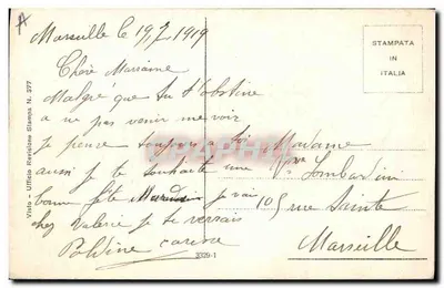 Frau in blauer Robe und Zylinder — Mode 1919 — STAMPATA IN ITALIA — Rückseite