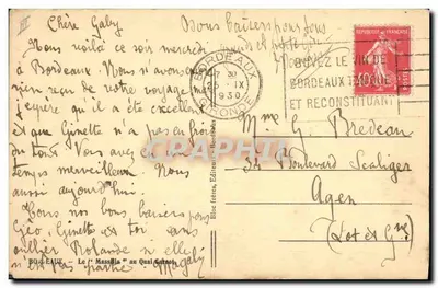 Porto de Bordeaux — O "Massilia" no Quai Carnot — Tito editor — Verso