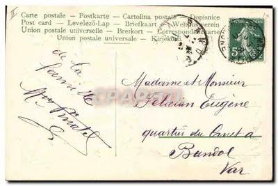 Flores rosa em vaso — Boa e feliz ano — União Postal Universal — Verso