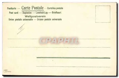 Polowanie na lisa — pies myśliwski trzymający lisa — wydawca Weltpostverein, nr 7475 — Rewers
