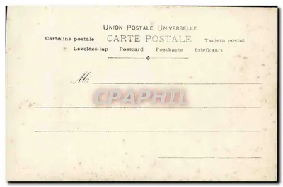 Kobieta w fartuszku i białej czapce nawadniająca mężczyznę w kolanach — seria 4 — wydawnictwo Floril (1899) — Rewers