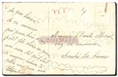 Menina com cachorro carregando carta — ilustração — editor desconhecido — Verso