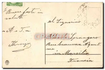 Soczewki w strojach czarodziejów — scena karnevalowa — wydawca nieznany, numer serii nie widoczny — Rewers