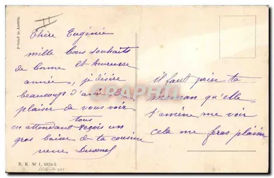 Mulher com cachorro nevado — cena invernal — editor Minzile, n° 2870-5 — Verso