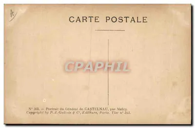 Generaal de Castelnau — Militair portret — P. J. Galluis & C°, Parijs, n° 363 — Achterkant
