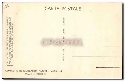 Paquebot MEDIE II — Navigazione tra Marsiglia, le Canarie, il Marocco e il Senegal — Compagnia di Navigazione Paquet — Verso