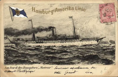 Dampfer „Meteor“ — Hamburg-Amerika Hattı — Yayımcı belirsiz, seri numarası görünmüyor