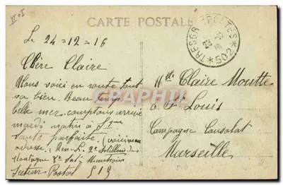 S.S. MUSTAPHA II — Crucero Auxiliar de Primera Clase en guerra 1914-1917 — Editor no identificado — Reverso