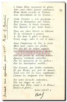 Soldat w modlitwie — Modlitwa do 'Młodego Dobrego Boga' na rok 1915 — De Th. Botrel — Rewers