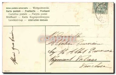 Flores e sinos — Felizes Páscoas — União Postal Universal — Verso