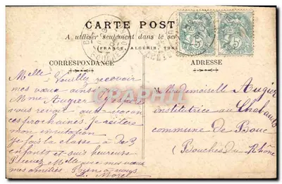 Flores azuis — Melhores desejos — Carta postal — Verso