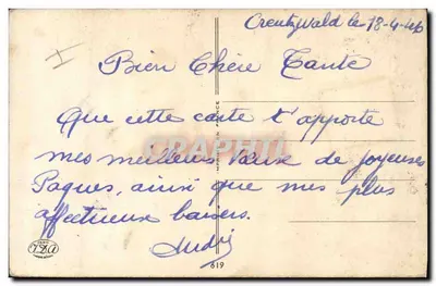 Bambino che gioca con le uova di Pasqua — un pulcino giallo — editore Paris 12a, n° 819 — Verso