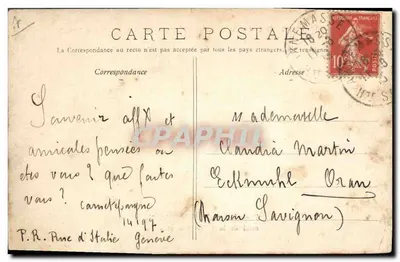 Paquebot "Mustapha" — vapeur de la Compagnie de Navigation Mixte (C. Touache) — éditeur : Amour & Baudin, Saviognon — Verso