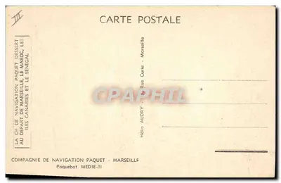Paquebote Médie-II — Companhia de Navegação Paquet — Marselha — Verso