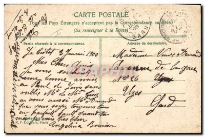 Pomyśl o mnie — Szczęśliwego Nowego Roku — K. F. Wydawcy, Paryż — Rewers