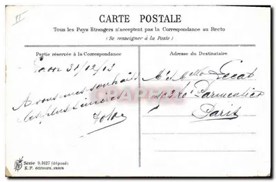 Duas pombas — Boa Ano — K.F. editores, Paris, Série 0.1627 — Verso