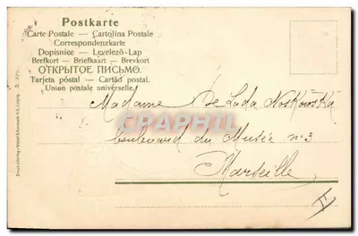 Jovem mulher — retrato em um quadro floral — editor Union postale universelle, n° 3 — Verso