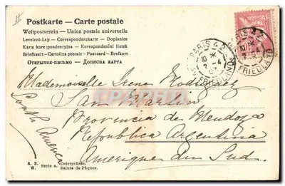 Mulher carregando cestas de ovos — Páscoa 1903 — A.S. Serie a. Saudações de Páscoa — Verso