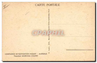 Paquebot Maréchal Lyautey — Compagnie de Navigation Paquet — Marselha, Paris — Verso