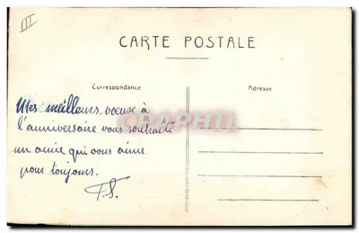 Mazzo di fiori blu — Buon Anno — Cartolina postale — Verso