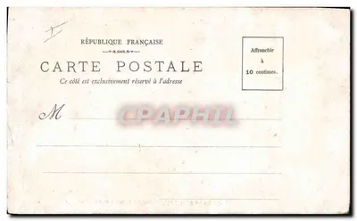 Le départ des chasseurs — scène de départ de chasseurs devant une boutique — éditeur Chocolat-Vinay, série III, n° 4 — Rewers