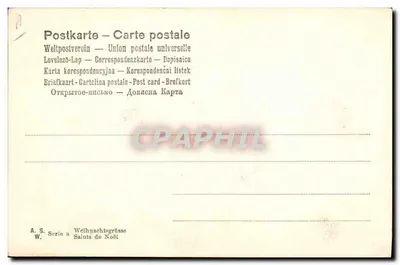 Mulher em vestido de Natal — folhas de hortência e laço — A.S. Série a Weihnachtsgrüsse — Verso