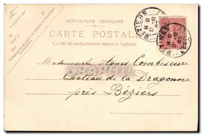 Violetas — ramo — tarjeta postal francesa — Reverso
