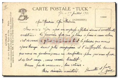 Cão de caça — retrato — Animais Tuck & Fils, Paris — Verso