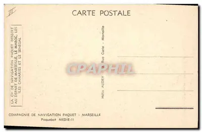 Paquebot MÉDIE-11 — Compagnie de Navigation Paquet — Marseille — Rewers