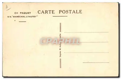 S/S MARÉCHAL LYAUTEY — navire de ligne à vapeur — éditeur M. Audry, Marseille — Verso