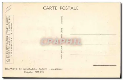 Paquebot MEDIE-11 — Compagnie de Navegação Paquet — Marselha — Verso